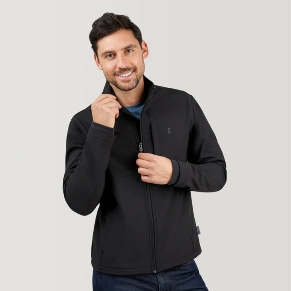 Free Country Men’s Soft Shell Jacket Black Water & Wind Resistant Jacket/Coat - Picture 1 of 11